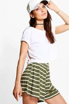Boohoo Zora Striped Flippy Shorts Khaki
