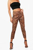 Boohoo Jess High Rise Leopard Print Straight Jeans