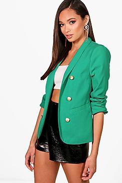 Boohoo Button Detail Crop Blazer