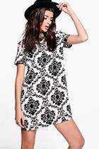Boohoo Harley Monochrome Woven Shift Dress