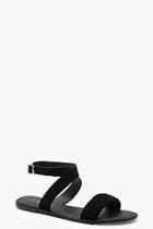 Boohoo Leah Plaited Ankle Cross Strap Suede Sandals