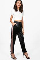 Boohoo Carmela Contrast Side Stripe Slim Fit Trousers Taupe