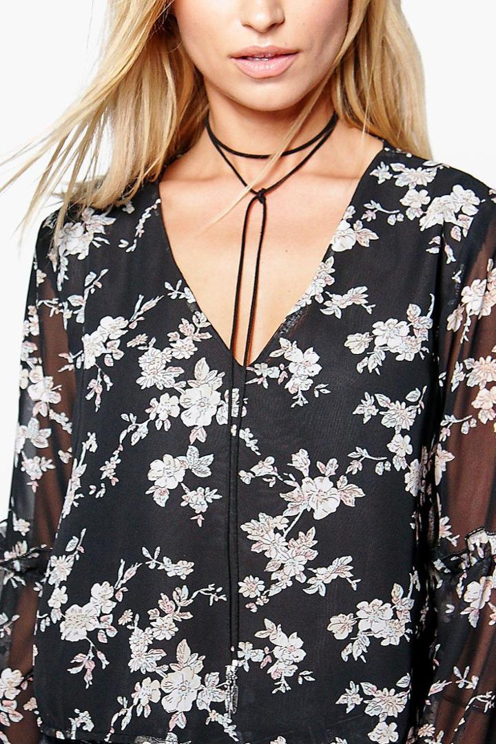Boohoo Lexi Suedette Skinny Tie Up Choker Black