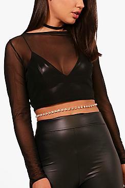 Boohoo Jodie Large Diamante Chain Belt