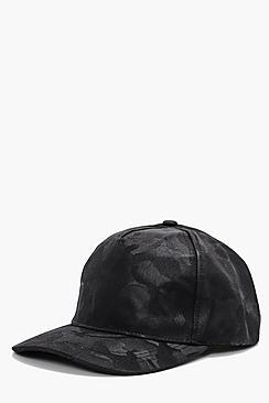 Boohoo Black Camo Jacquard Snap Back Cap