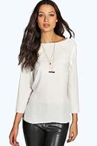 Boohoo Tall Georgie Wrap Back 3/4 Sleeve Blouse
