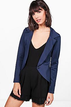 Boohoo Grace Scuba Button Blazer