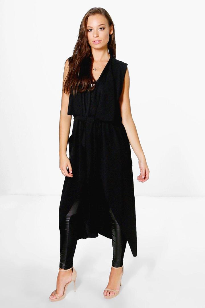 Boohoo Alisha Sleeveless Belted Duster Black