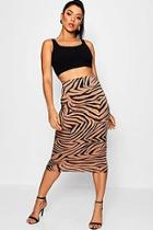 Boohoo Zebra Print Midi Skirt