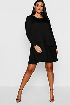 Boohoo Plus Pocket Detail Shift Dress