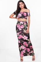 Boohoo Heidi Floral Crop & Maxi Skirt Co-ord Set Multi