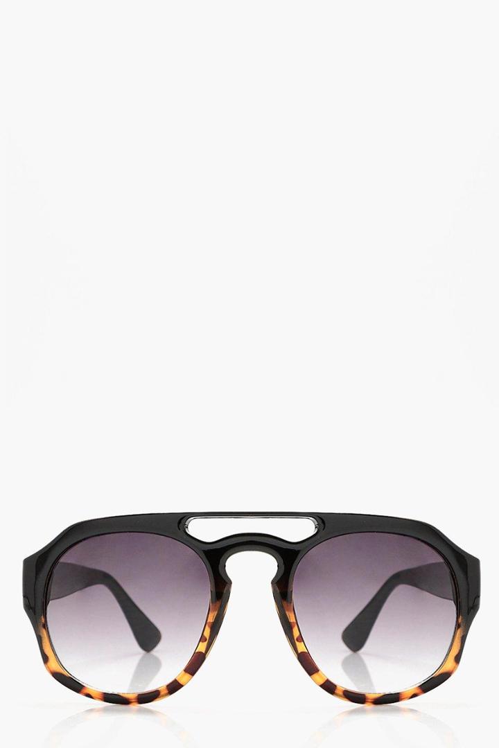 Boohoo Amber Ombre Bridge Sunglasses Black