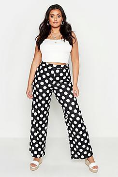 Boohoo Plus Polka Dot Wide Leg Trouser