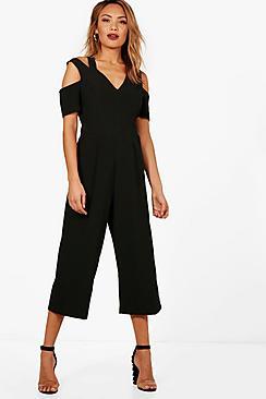 Boohoo Emily Off The Shoulder Culotte Jumpsuit