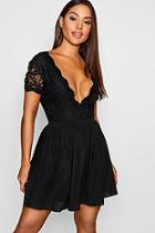 Boohoo Lace Top Skater Dress