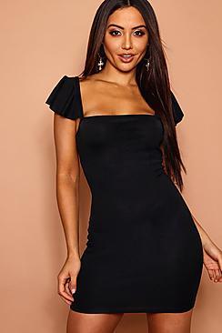 Boohoo Frill Strap Bodycon Dress