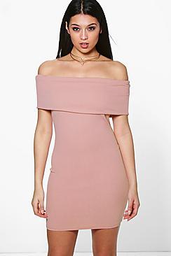 Boohoo Brigitte Oversized Bardot Bodycon Dress
