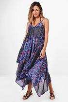 Boohoo Petite Nadia Bright Printed Beach Maxi Dress