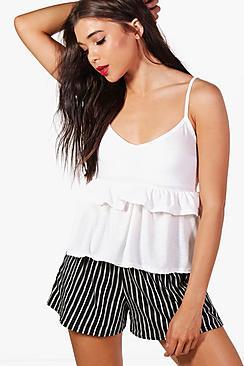 Boohoo Petite Tanya Ruffle Hem Cami Top