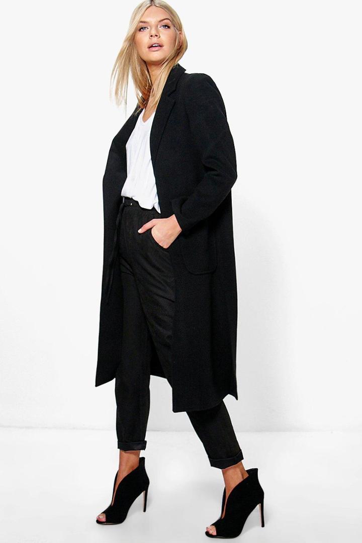 Boohoo Esme Duster Robe Coat Black