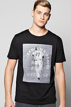 Boohoo Front/back Print Scoop Hem T Shirt