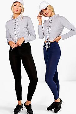 Boohoo Larah 2 Pack Basic High Waist Leggings