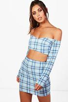 Boohoo Petite Sally Checked Top & Mini Skirt Co-ord