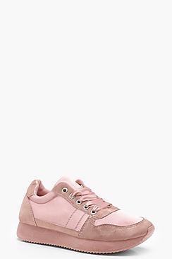 Boohoo Lola Ribbon Lace Retro Trainers