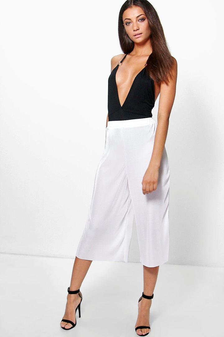 Boohoo Tall Boutique Bea Fine Pleat Premium Culottes Cream