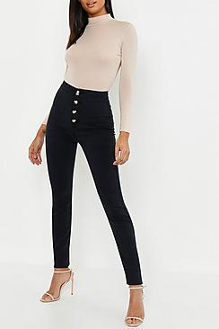 Boohoo Tall Horn Button Skinny Jean