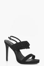 Boohoo Taylor Frill Trim Two Part Heels Black
