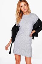 Boohoo Ava Knitted Jumper Dress Grey