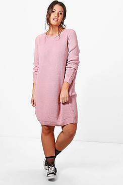 Boohoo Plus Harley Knitted Slouchy Dress