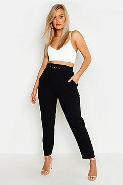 Boohoo Plus Belted Slim Leg Tapered Trouser