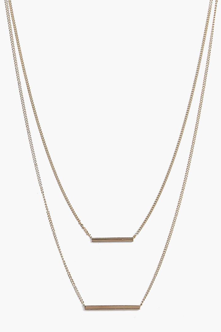 Boohoo Ava Skinny Horizontal Bars Layered Necklace Gold