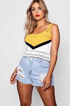 Boohoo Plus Layla Crochet Chevron Stripe Crop Top