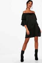Boohoo Fran Volume Sleeve Luxe Shift Dress
