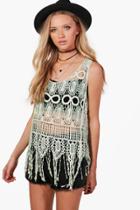 Boohoo Annette Crochet Tank Top Mint