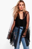 Boohoo Plus Tilly Embroidered Kimono Black