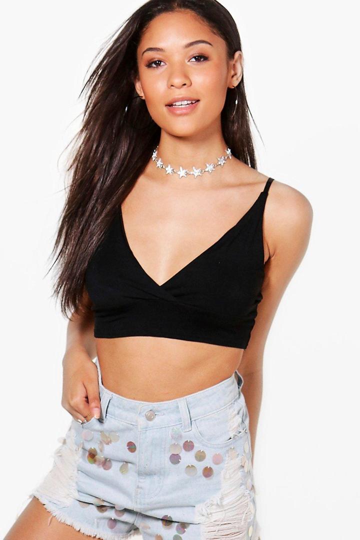 Boohoo Holly Basic Strappy Back Crop Black