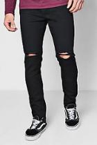 Boohoo Skinny Fit Ripped Knee Denim Jeans Black