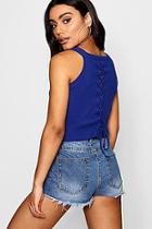 Boohoo Ribby Vest With Tie Up Back