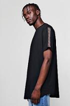 Boohoo Longline T-shirt With Aztec Tape