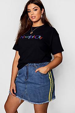 Boohoo Plus New York City Slogan T-shirt