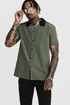 Boohoo Revere Short Sleeve Shirt With Contrast Collar