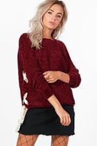 Boohoo Stephanie Lace Up Detail Chenille Jumper