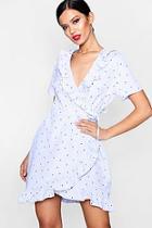Boohoo Alice Star & Stripe Ruffle Front Tea Dress