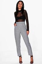 Boohoo Arianna Dogtooth Check Slim Fit Woven Trousers