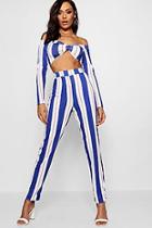 Boohoo Rosie Knot Front Stripe Trouser Co-ord