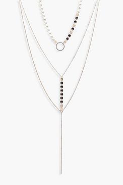 Boohoo Amber Coin Plunge And Choker Necklace Set